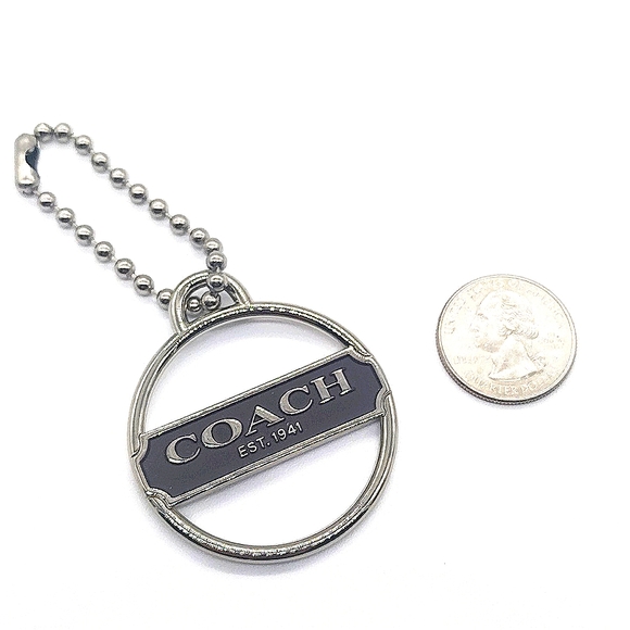 Rare COACH Espresso Enamel Medallion Purse Charm Keychain Fob Tag Retired - Picture 3 of 6